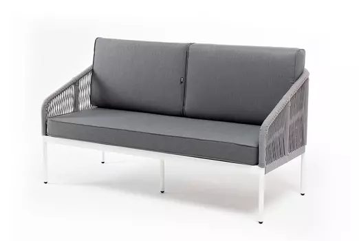 Диван 2-местный плетеный из роупа Канны, светло-серый