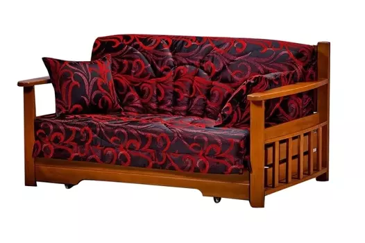 Диван аккордеон Акила с деревянными подлокотниками