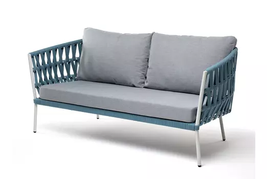 Диван двухместный Диего из роупа, бирюзовый
