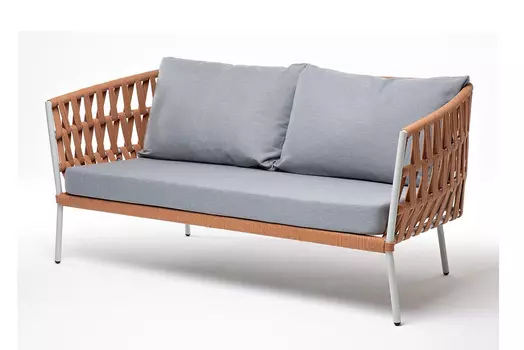 Диван двухместный Диего из роупа, оранжевый