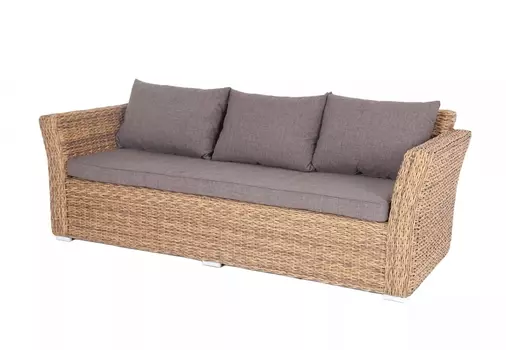 Диван трехместный из искусственного ротанга гиацинт Капучино соломенный