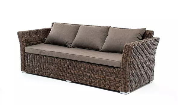 Диван трехместный из искусственного ротанга Капучино гиацинт коричневый