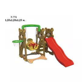 Горка с качелями Медвежата Family