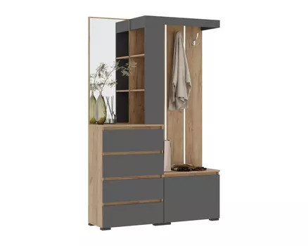 Прихожая Элла ПР-01 серый графит 0162 / дуб крафт золото