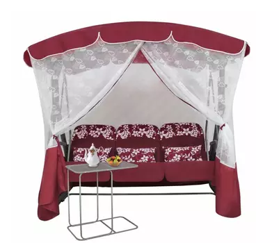 Качели садовые Элегант Премиум со столиком, бордо