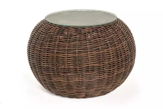 Кофейный столик Барселона из искусственного ротанга, коричневый