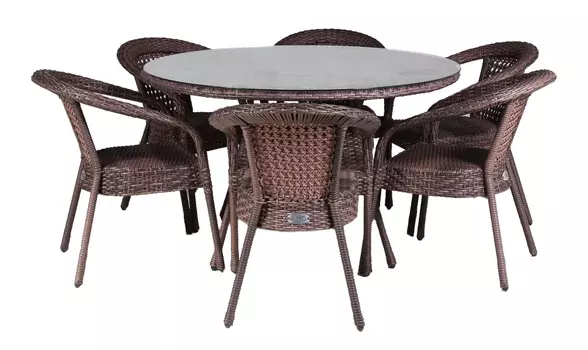Комплект DECO 6 с круглым столом коричневый