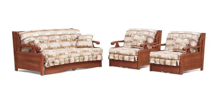 Комплект мягкой мебели Арктур с деревянными подлокотниками