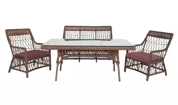 Комплект с прямоугольным столом LEGEND 3, коричневый