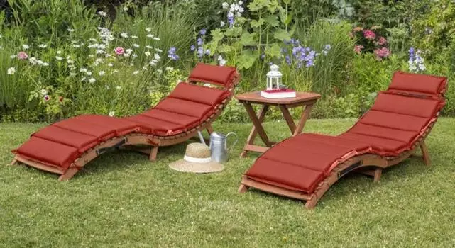 Комплект шезлонги и столик AFM-803A-T133 бежевый/терракотовый