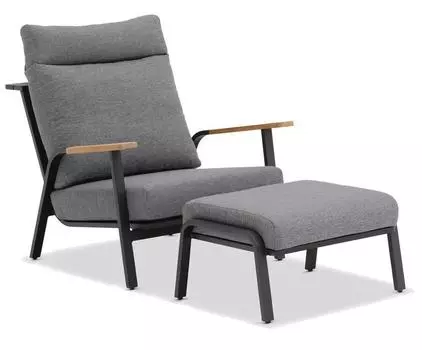 Кресло Malmo с пуфом антрацит/серый