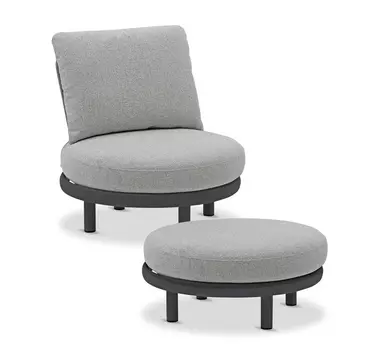 Кресло с пуфом Gotland, антрацит/серый