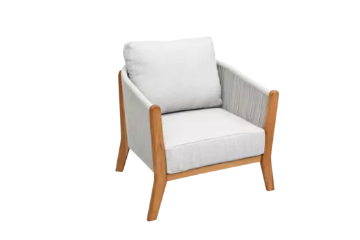 Кресло Сидней плетеное из роупа, основание тик, бежевое