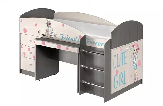 Кровать с выдвижным столом Алиса комби