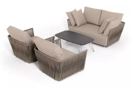 Лаунж-зона 4-местная Форли из роупа, серо-коричневый