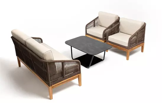 Лаунж-зона 4-местная Канны из дуба со столом Гранада, коричневая