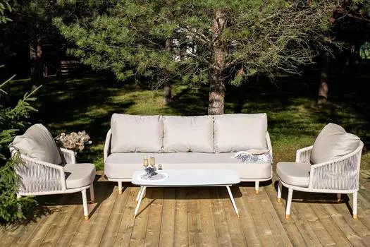 Лаунж-зона 5-местная из роупа Верона, бежевая