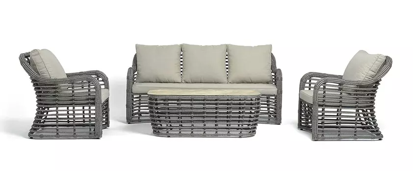 Лаунж-зона из искусственного ротанга Ницца, серый