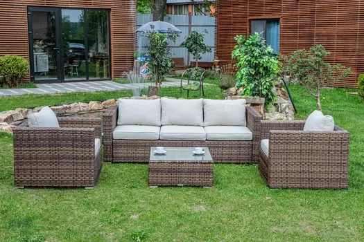 Лаунж-зона KARL с трёхместным диваном коричневая