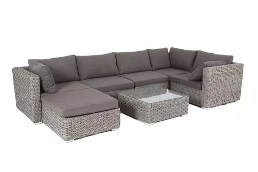 Лаунж зона Лунго из искусственного ротанга гиацинт серый