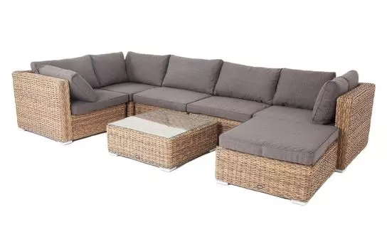 Лаунж зона Лунго из искусственного ротанга гиацинт соломенный