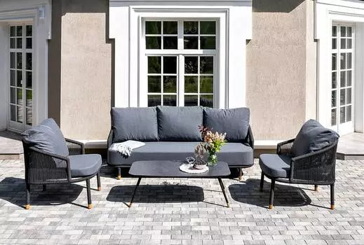 Лаунж-зона Верона 5-местная из роупа темно-серая