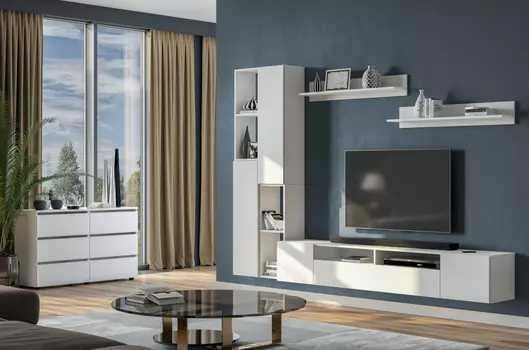 Модульная гостиная Валенсия комплектация 3 белый текстурный