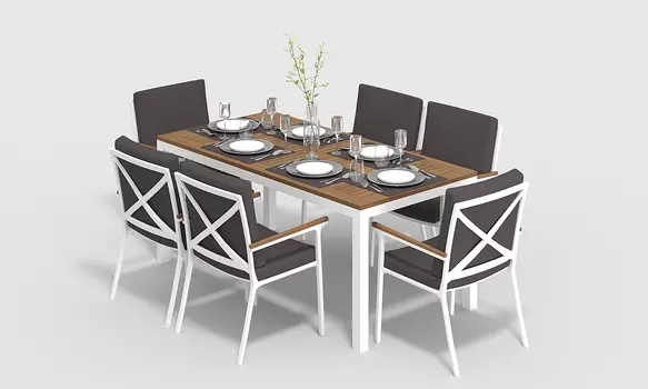 Обеденная группа Bella white 180 антрацит