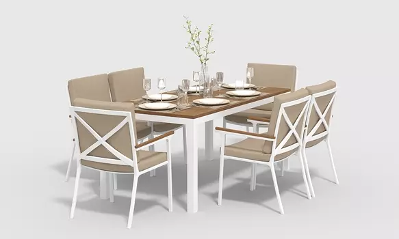 Обеденная группа Bella white 180 бежевая