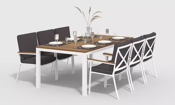 Обеденная группа Bella white 200 антрацит