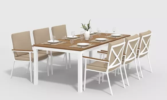 Обеденная группа Bella white 220 бежевая
