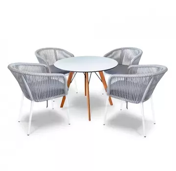 Обеденная группа Франческо 4 светло-серая