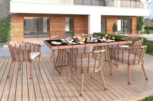 Обеденная группа из искусственного ротанга Бамбук