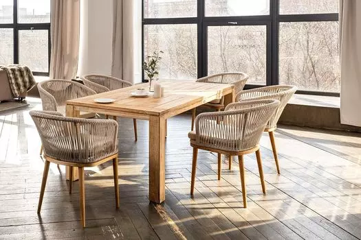 Обеденная группа на 6 персон Мадейра из дуба бежевая