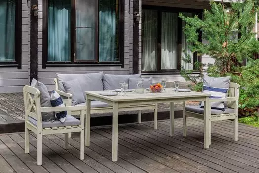 Обеденный комплект SIERRA из акации, белый