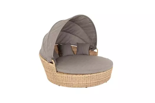 Плетеная кровать круглая Стильяно, соломенный