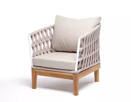 Плетеное кресло Диего из дуба, бежевое