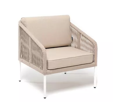 Кресло плетеное из роупа Канны, бежевое