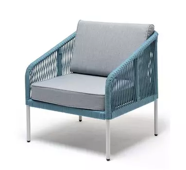 Кресло плетеное из роупа Канны бирюзовое