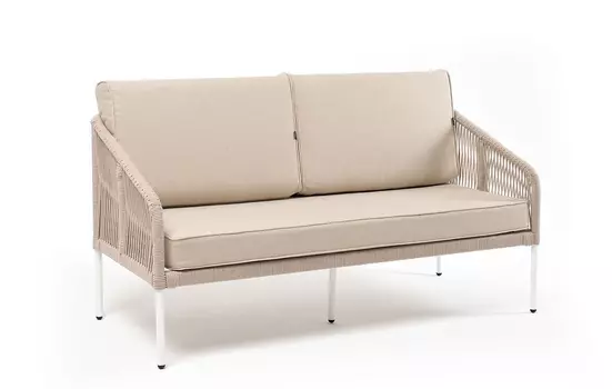 Диван 2-местный плетеный из роупа Канны бежевый