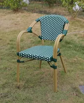 Плетеный стул Кабри из искусственного ротанга, зеленый