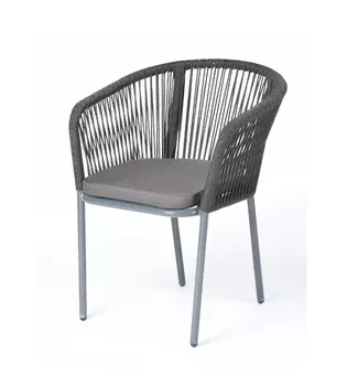 Плетеный стул из роупа Марсель серый, черный каркас
