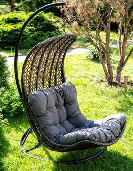 Подвесное кресло-кокон Виши из искусственного ротанга, серо-коричневый