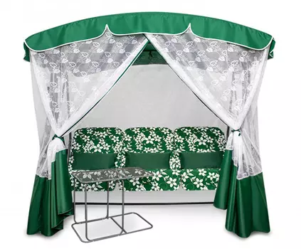 Садовые качели Элегант Премиум со столиком зеленый