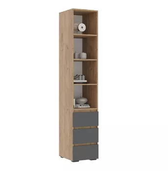 Стеллаж Элла ПН 02 серый графит/дуб крафт золото