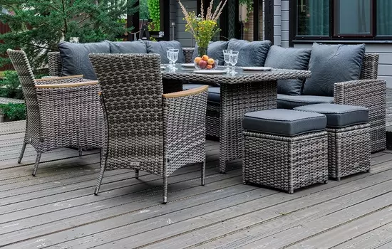 Угловой комплект из искусственного ротанга ZORRO WOOD DOUBLE серый