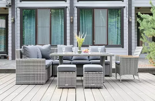 Угловой комплект из искусственного ротанга ZORRO WOOD серый