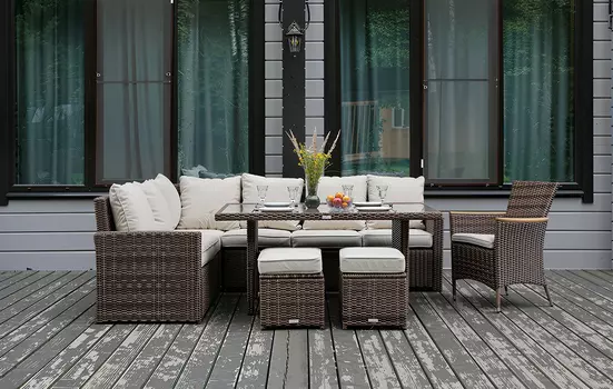 Угловой комплект из искусственного ротанга ZORRO WOOD коричневый