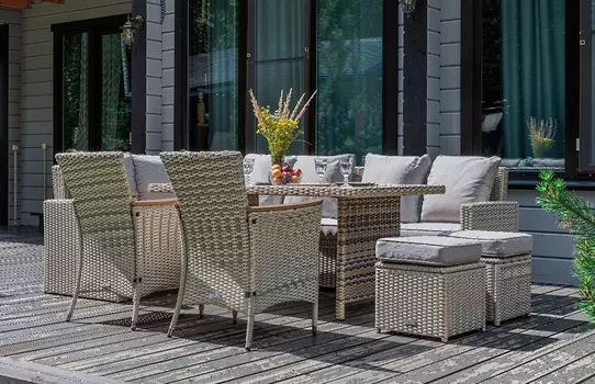 Угловой комплект из искусственного ротанга ZORRO WOOD DOUBLE бежевый