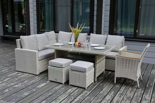 Угловой комплект из искусственного ротанга ZORRO WOOD бежевый